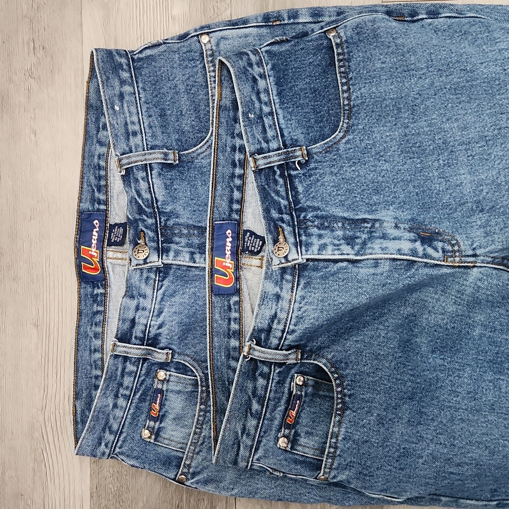 2 Pair Rare Womens Denim By U Jeans  13 / 14 Regular Boot Cut Slight Flare